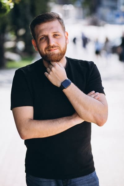 A confident middle-aged man